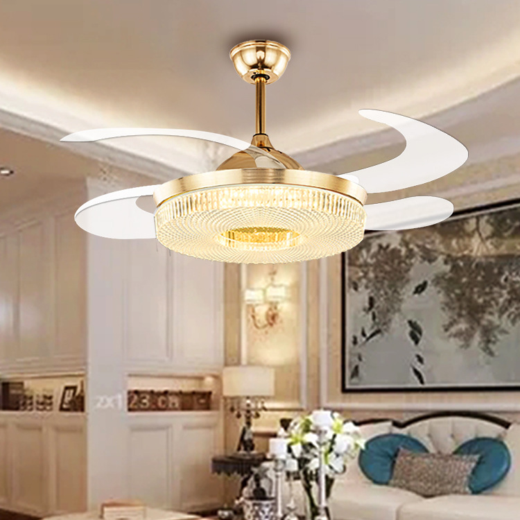 Golden Invisible Ceiling Fan Light for Summer