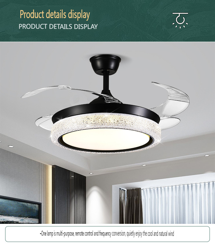 Black LED Ceiling Fan Light for Living Room