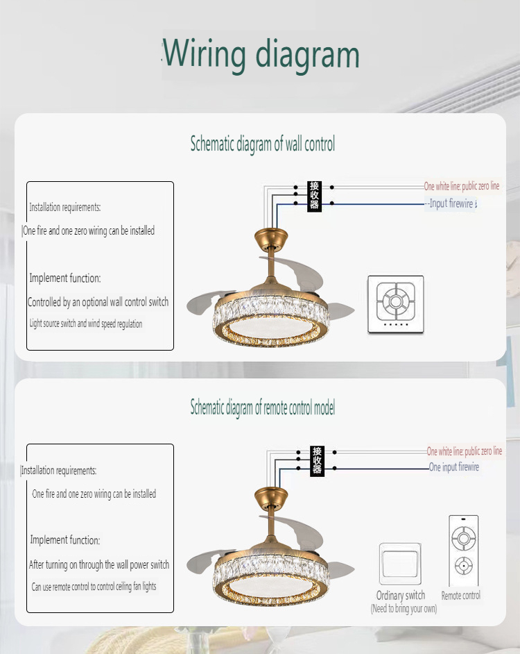 European Style Crystal Ceiling Fan Light