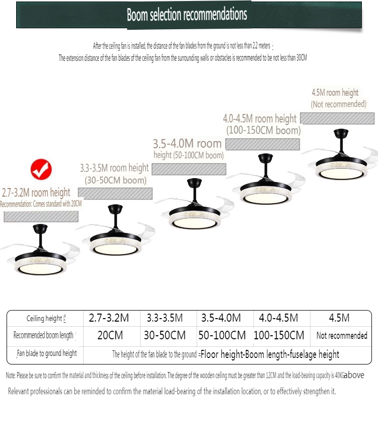 Black LED Ceiling Fan Light for Living Room