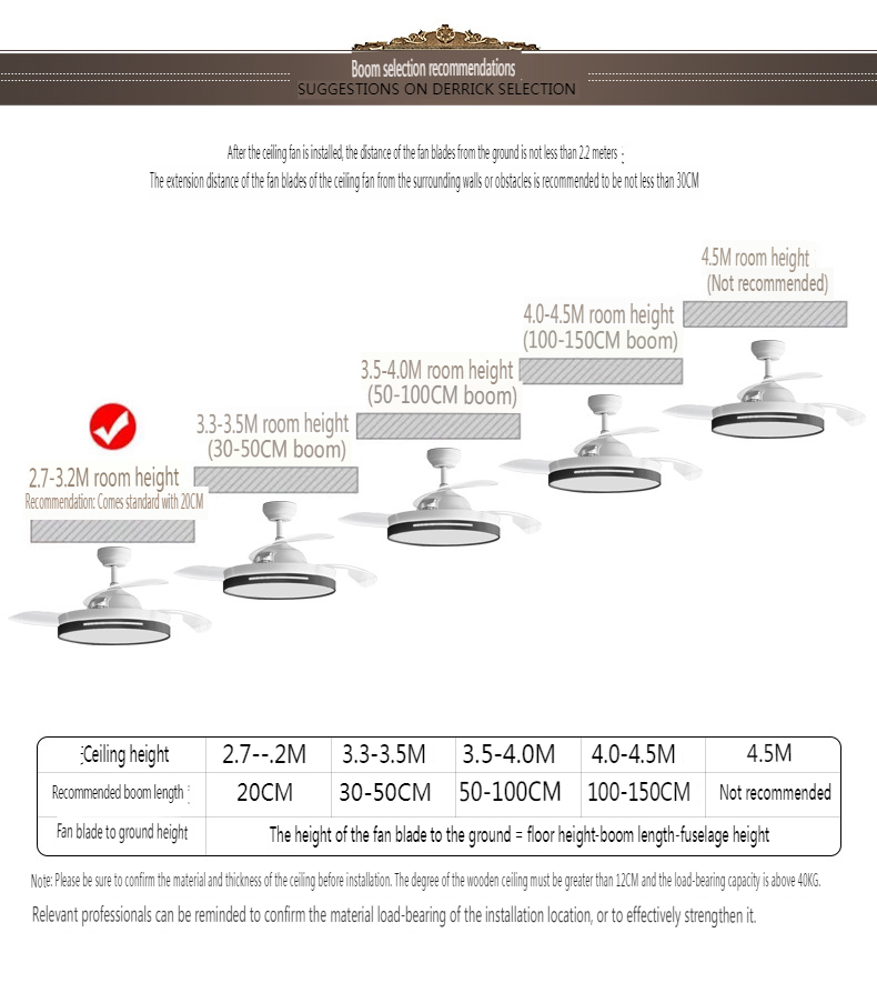 Invisible Ceiling Fan Light for Living Room and Dining Room