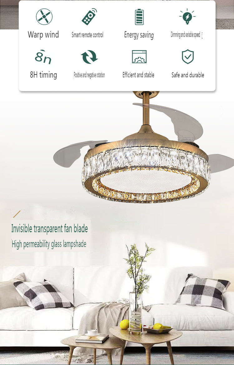 European Style Crystal Ceiling Fan Light