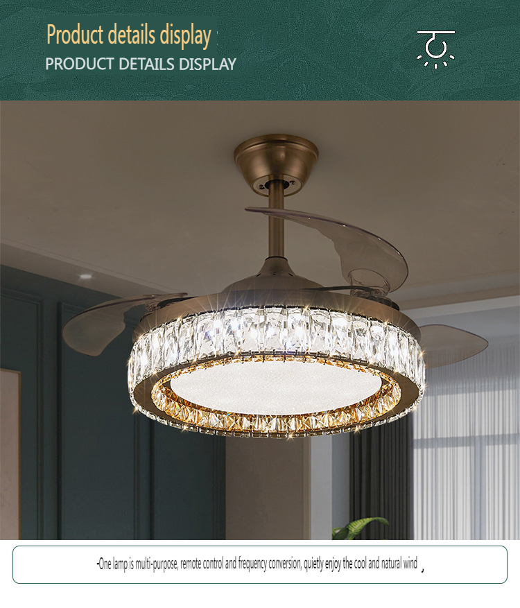 European Style Crystal Ceiling Fan Light