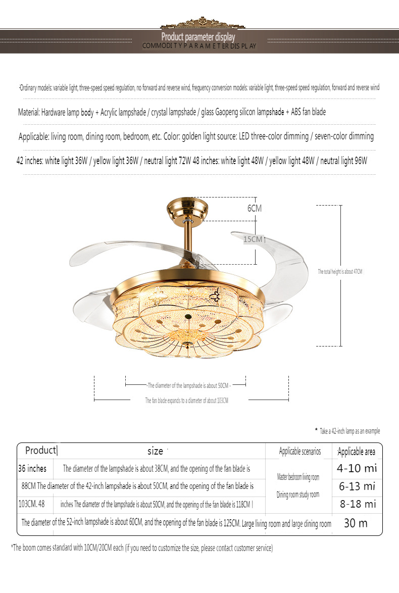 LED Fan Light for Dining Room and Living Room