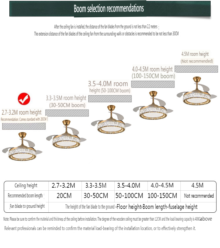 European Style Crystal Ceiling Fan Light