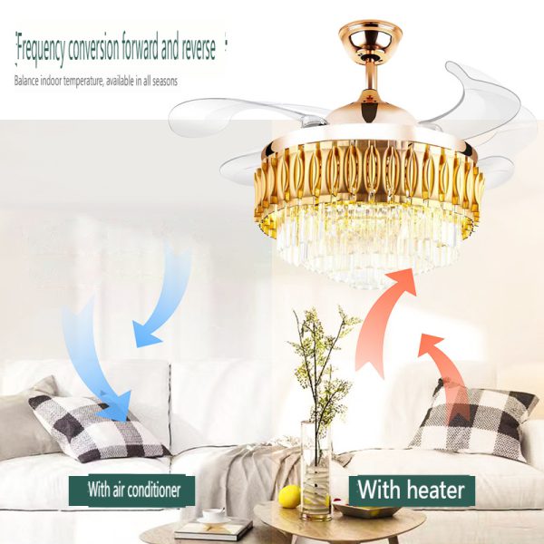 Luxurious Crystal Ceiling Fan Light with Intelligent Voice Control