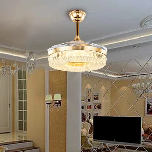 Golden Invisible Ceiling Fan Light for Summer