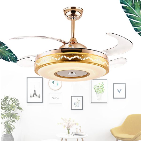 Gold Retractable LED Fan Light