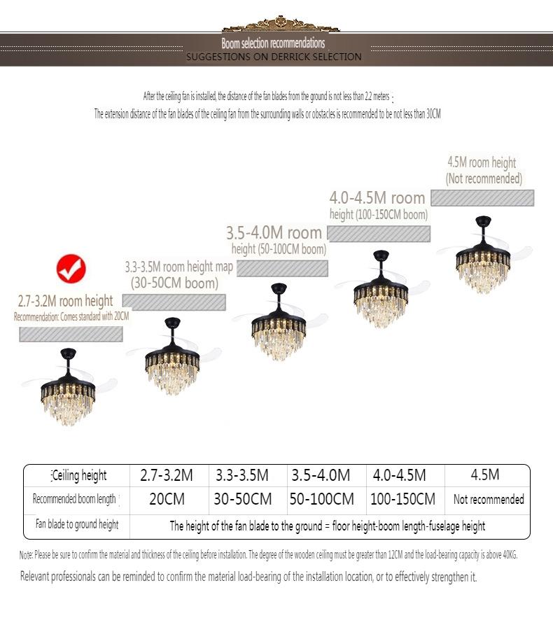 European Style Crystal Ceiling Fan Light