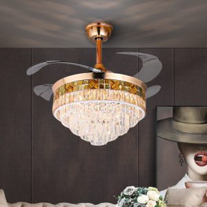 Luxurious Crystal Chandelier Ceiling Fan Light