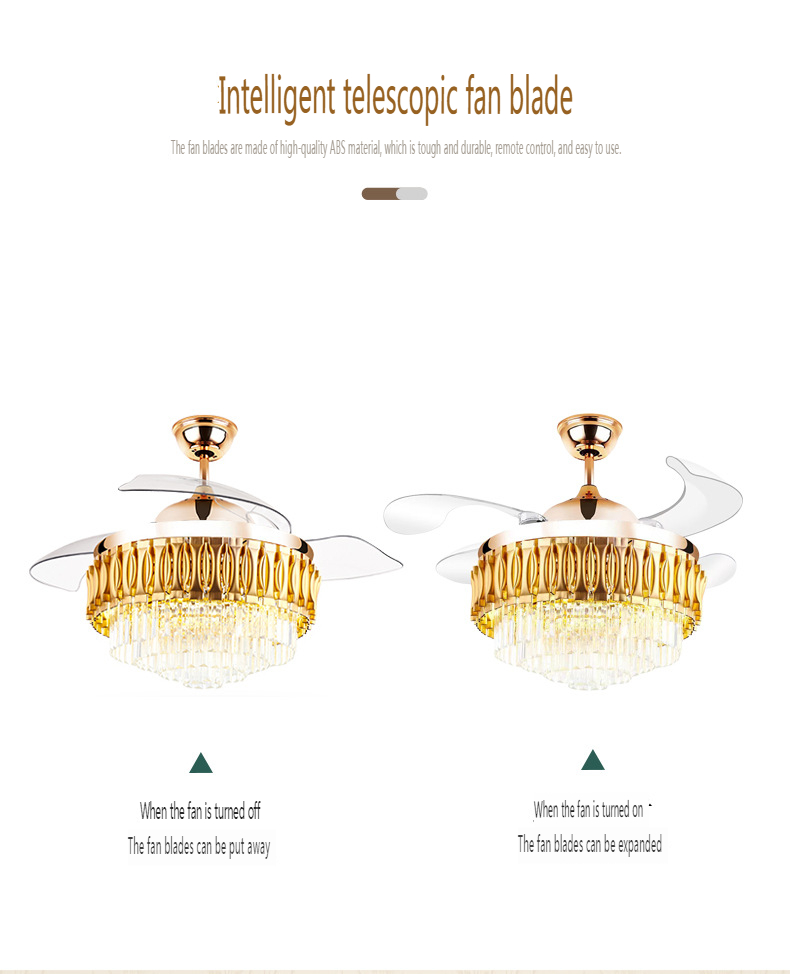 Luxurious Crystal Ceiling Fan Light with Intelligent Voice Control