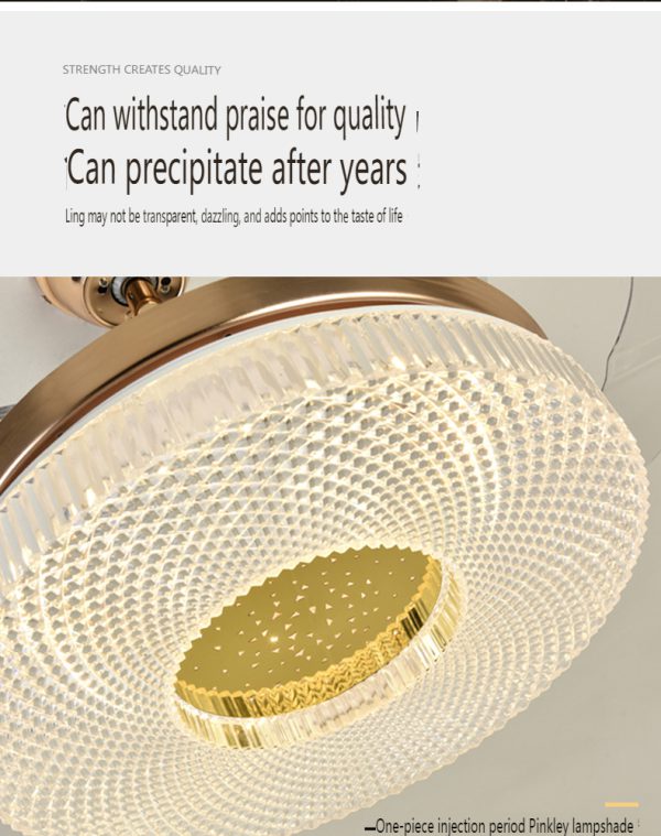 Golden Invisible Ceiling Fan Light for Summer