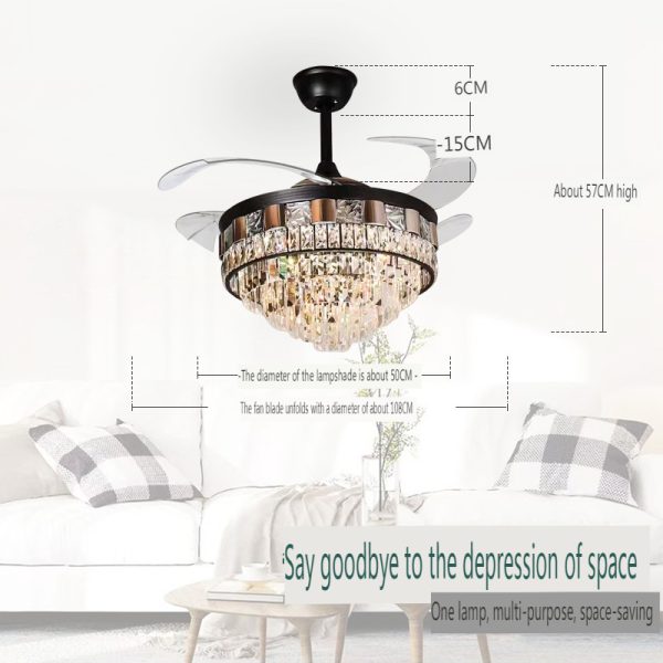 European Luxury Crystal Chandelier Ceiling Fan Light