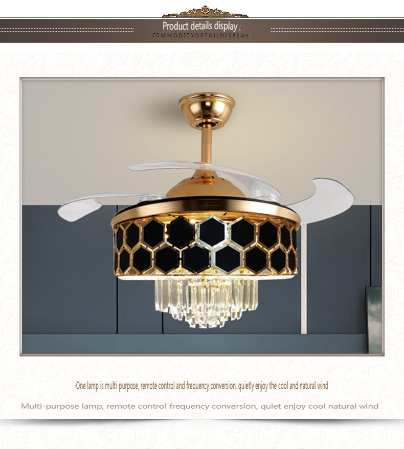 Crystal Chandelier Ceiling Fan with Variable Speed