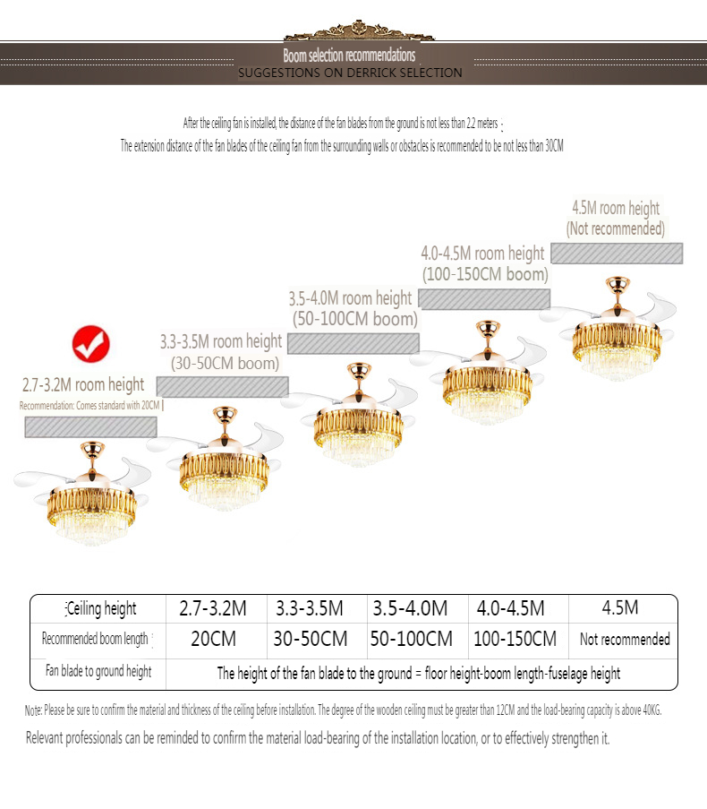 Luxurious Crystal Ceiling Fan Light with Intelligent Voice Control