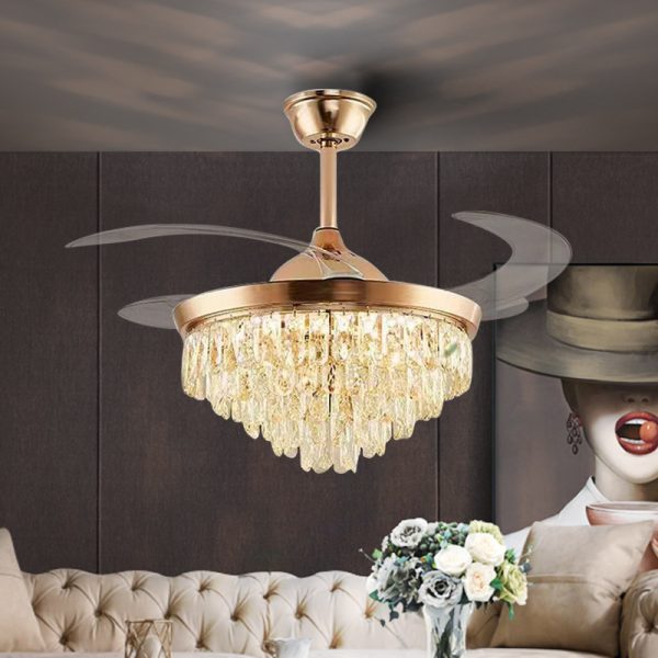 Ceiling Fan LED Light with Crystal Chandelier