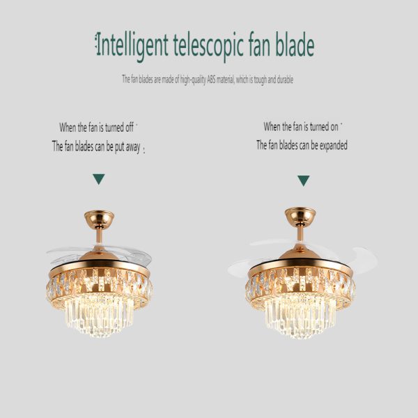 Crystal Chandelier Ceiling Fan Light with Variable Speed