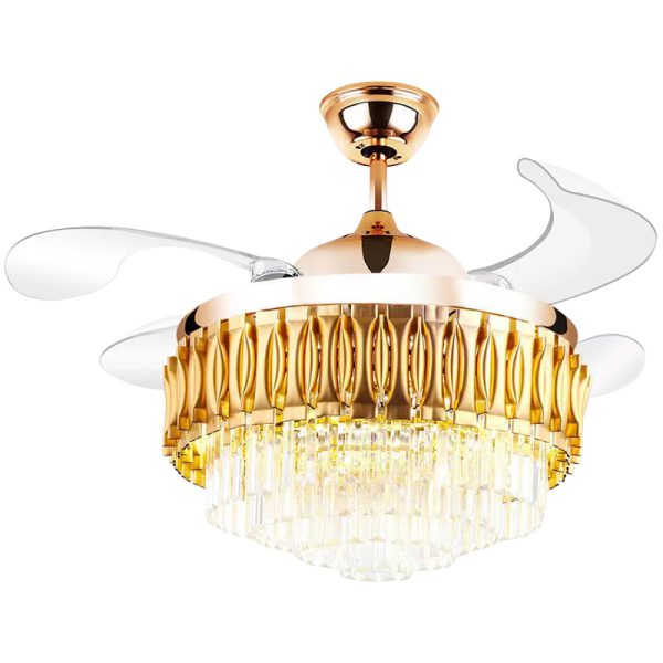 Luxurious Crystal Ceiling Fan Light with Intelligent Voice Control