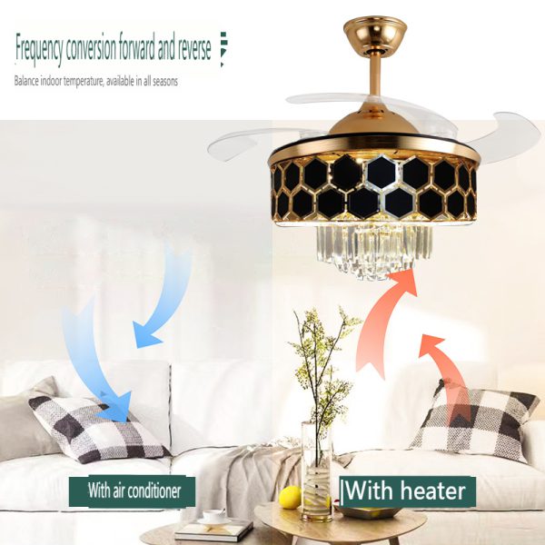 Crystal Chandelier Ceiling Fan with Variable Speed