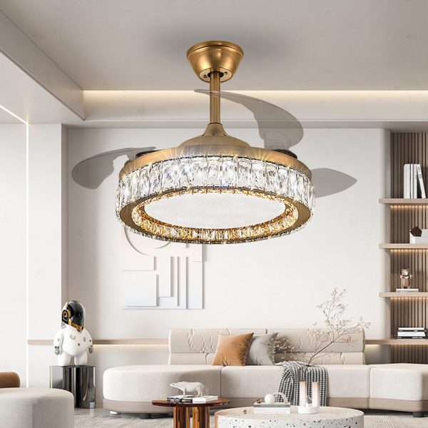 European Style Crystal Ceiling Fan Light