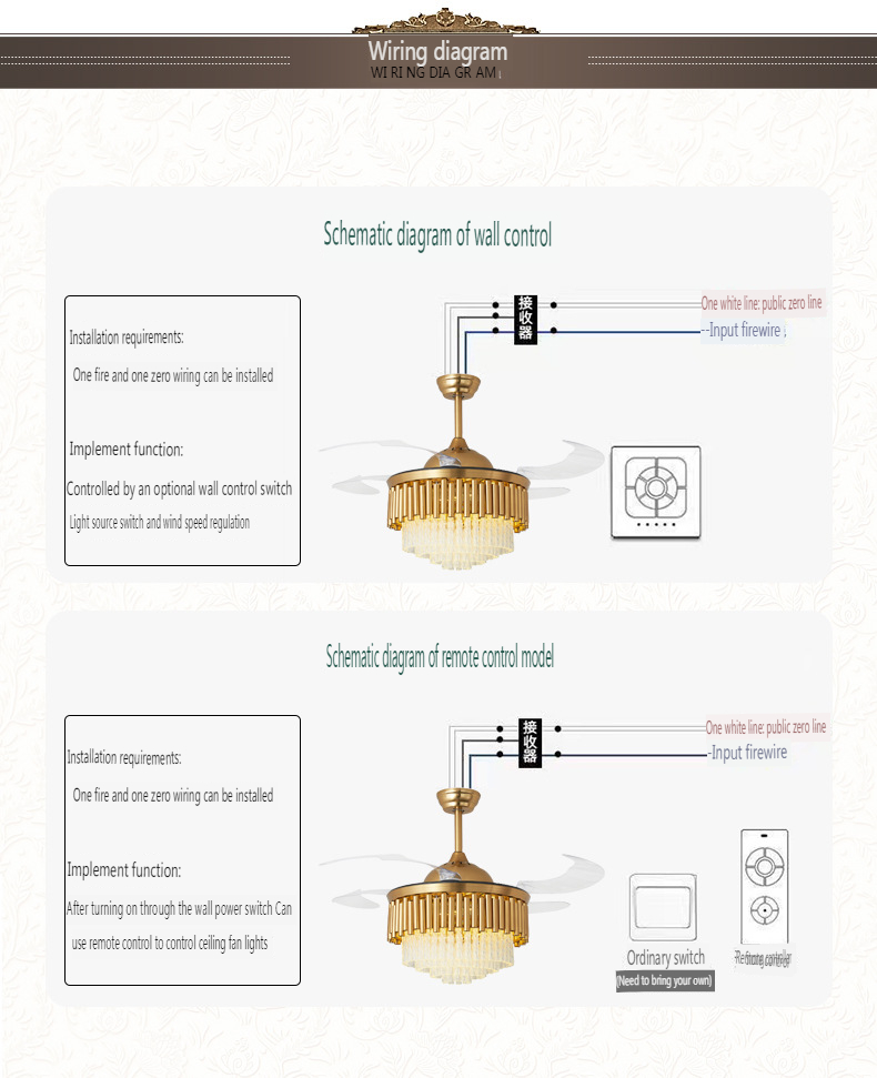 Smart Crystal Ceiling Fan Light 