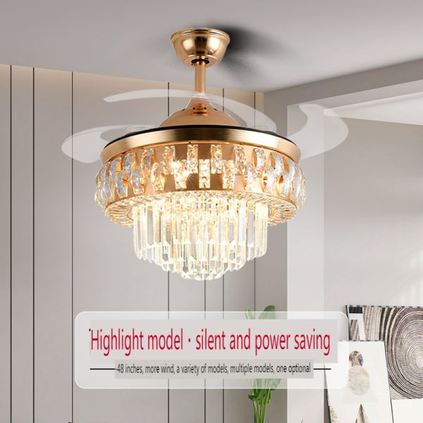 Crystal Chandelier Ceiling Fan Light with Variable Speed