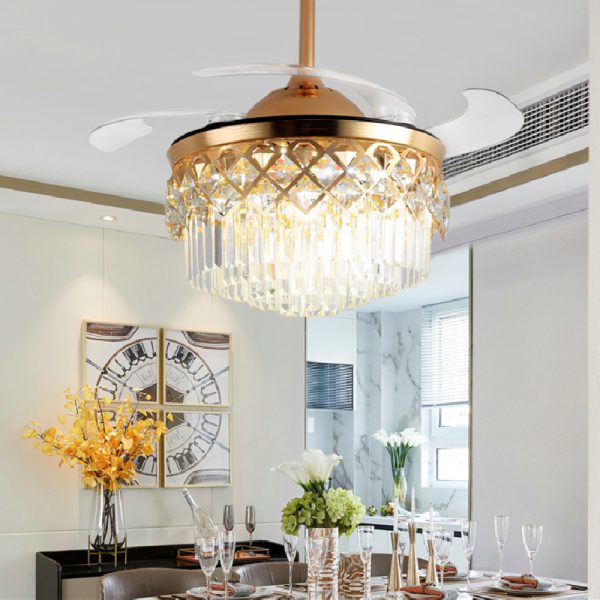 Ceiling Fan LED Light with Crystal Chandelier