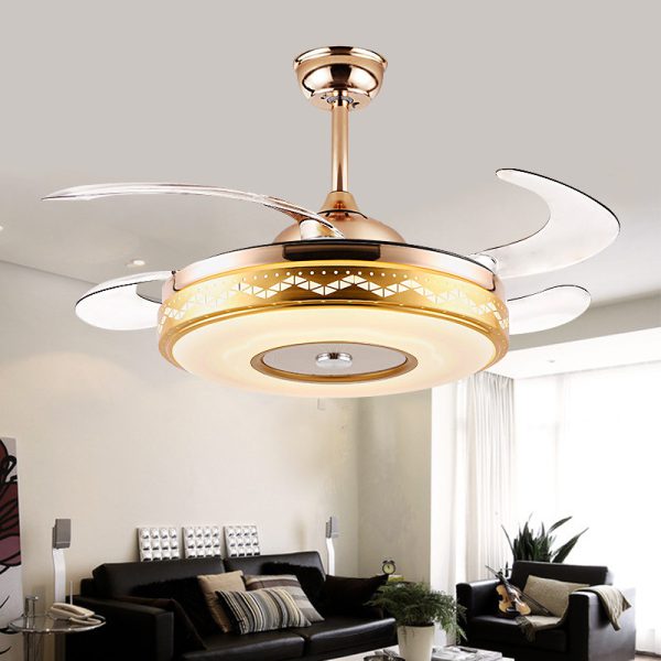 Gold Retractable LED Fan Light