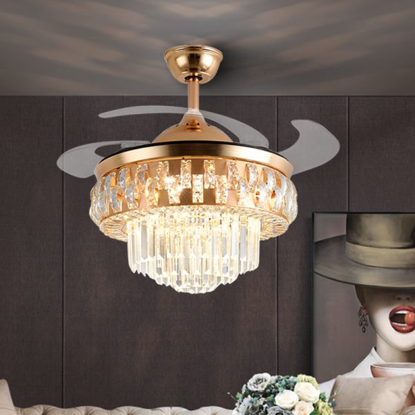 Crystal Chandelier Ceiling Fan Light with Variable Speed