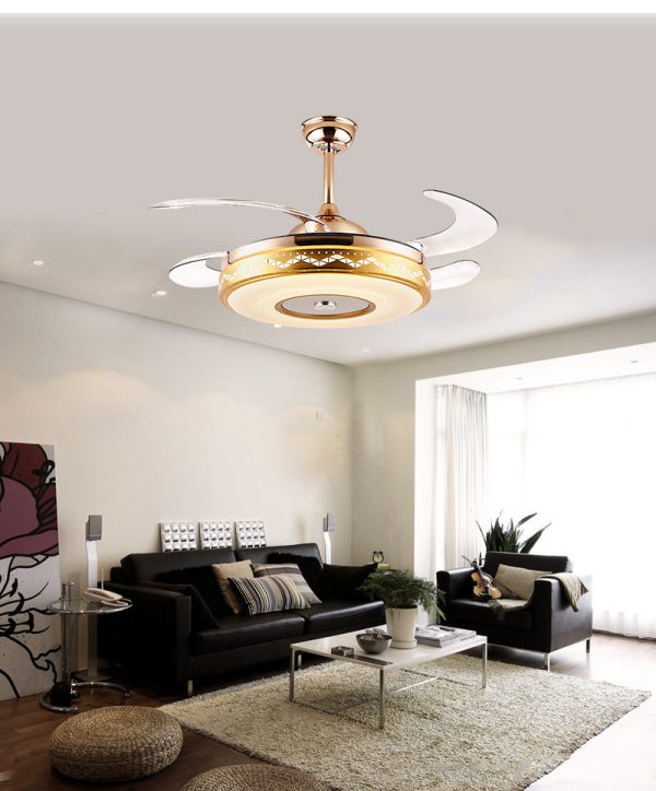 Gold Retractable LED Fan Light