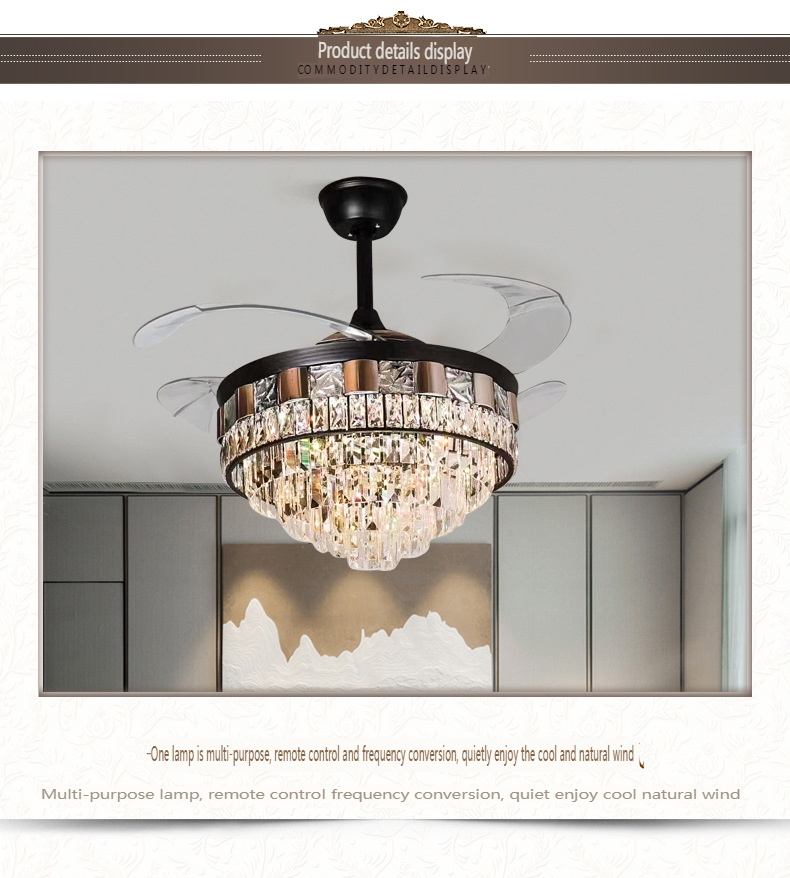 European Luxury Crystal Chandelier Ceiling Fan Light