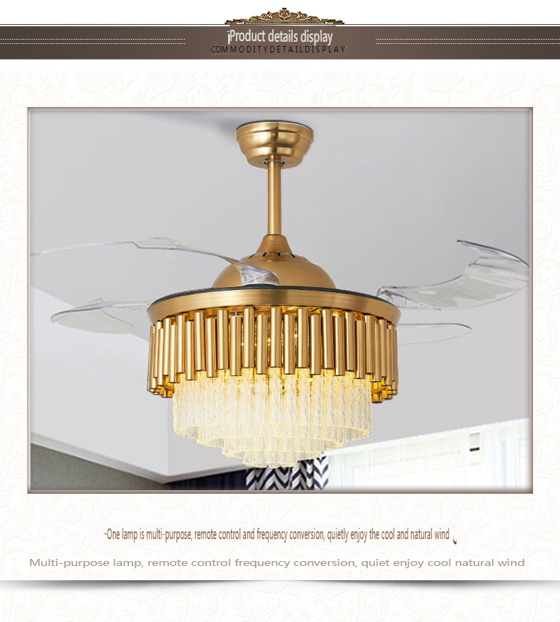 Smart Crystal Ceiling Fan Light 