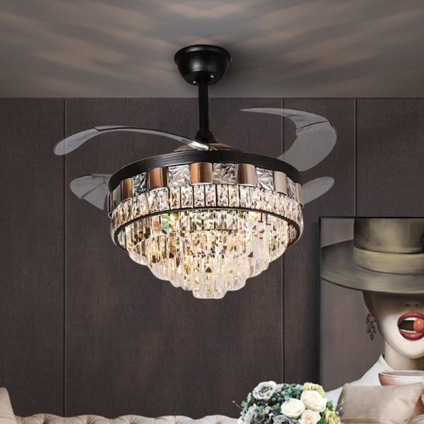 European Luxury Crystal Chandelier Ceiling Fan Light